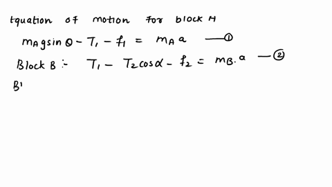 block-b-10-kg-is-connected-with-block-a-12-kg-on-frictionless-slope-of-40-to-horizontal-with-cord-that-run-over-frictionless-pulley-_-block-b-is-also-connected-with-block-c-5-kg-with-cord-of-03447