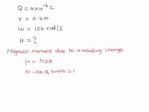 a-charge-of-40-10-6-c-is-placed-on-a-small-conducting-sphere-that-is-located-at-the-end-of-a-thin-insulating-rod-whose-length-is-020-m-the-rod-rotates-with-an-angular-speed-of-150-rads-about-28205