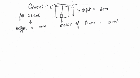 a-10-hp-motor-pumps-out-water-from-a-well-of-depth-20m-and-fills-a-water-tank-of-volume-22380-litres-at-a-height-of-10m-from-the-ground-the-running-time-of-the-motor-to-fill-the-empty-water-tank-is-a-
