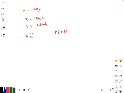 a-050-kg-object-is-attached-to-an-ideal-spring-of-spring-constant-force-constant-20-nm-along-a-horizontal-frictionless-surface-the-object-oscillates-in-simple-harmonic-motion-and-has-a-speed-14953