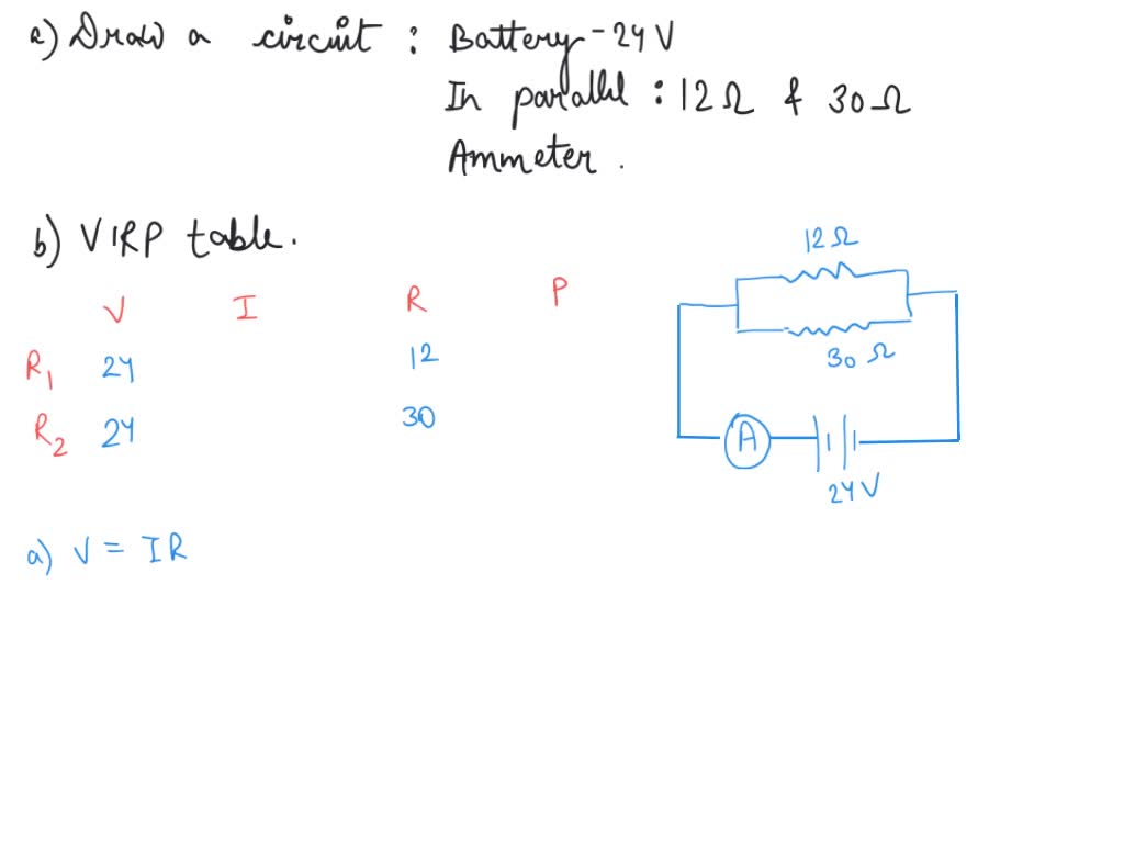 SOLVED 12ohm resistor and 30ohm resistor are connected in parallel