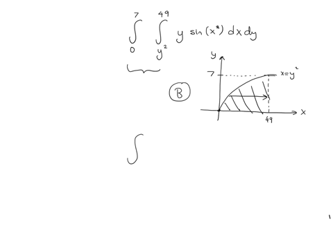 consider-the-following-integral-sketch-its-region-of-integration-in-the-xy-plane-int_07-int_y249-y-sin-leftx2right-d-x-d-y-a-which-graph-shows-the-region-of-integration-in-the-xy-plane-b-write-the-int