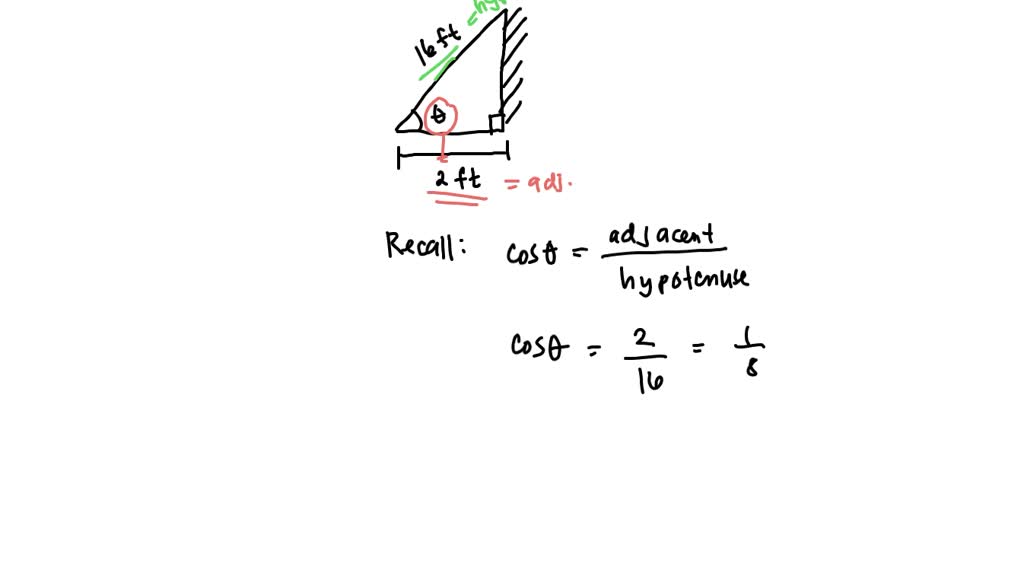 SOLVED: The recommended angle for a ladder relative to the ground is 75 ...