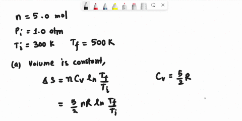 a-50-mol-sample-of-an-ideal-diatomic-gas-is-at-10-atm-pressure-and-300-k-find-the-entropy-change-if-43535
