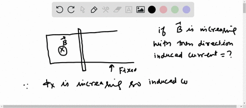 a-metal-wire-is-resting-on-a-u-shaped-conducting-rail-as-shown-in-the-figure-the-rail-is-fixed-in-position-but-the-wire-is-free-to-move-a-if-the-magnetic-field-b-is-increasing-in-strength-in-39333