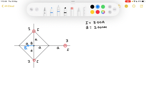 three-long-parallel-conductors-each-carry-a-current-of-i-300-a-the-figure-is-an-end-view-of-the-conductors-with-each-current-coming-out-of-the-page-taking-a-200-cm-what-is-the-magnitude-of-the-magneti