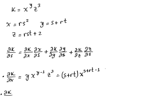 suppose-k-is-a-function-of-xy-and-z-such-that-kxyz3-if-xrs2ysrt-and-zrst2-calculate-ks-at-the-point-where-r-1-s1-and-t0