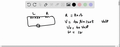 consider-a-circuit-consisting-of-a-resistor-r-20-ohm-and-inductor-connected-in-series-to-an-ac-voltage-source-the-maximum-current-of-02-a-was-flowing-through-the-circuit-when-a-time-varying-30335