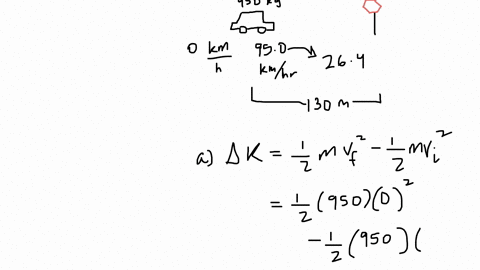 a-calculate-the-force-in-n-needed-to-bring-a-950-kg-car-to-rest-from-a-speed-of-950-kmh-in-a-distance-of-130-m-a-fairly-typical-distance-for-a-non-panic-stop-b-suppose-instead-the-car-hits-a-concrete-