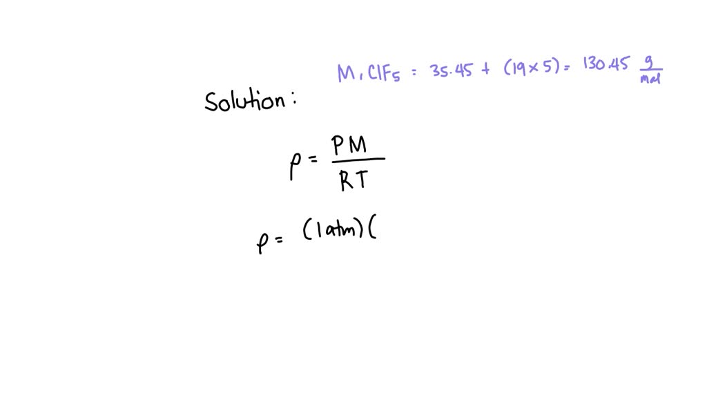 SOLVED Calculate to three significant digits the density of chlorine