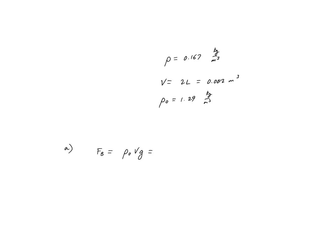 SOLVED (a) Calculate the buoyant force on a 2.00L helium balloon. (b