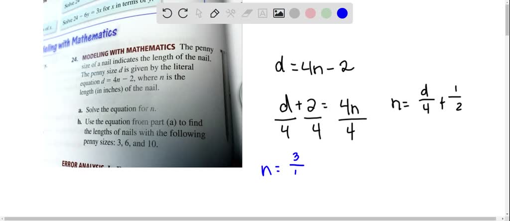 Solved The Penny Size D Is Given By The Literal Equation D 4n 2 Solve For N W Fon Hn Ans Both Find Tt 6y For 3 4 Terms