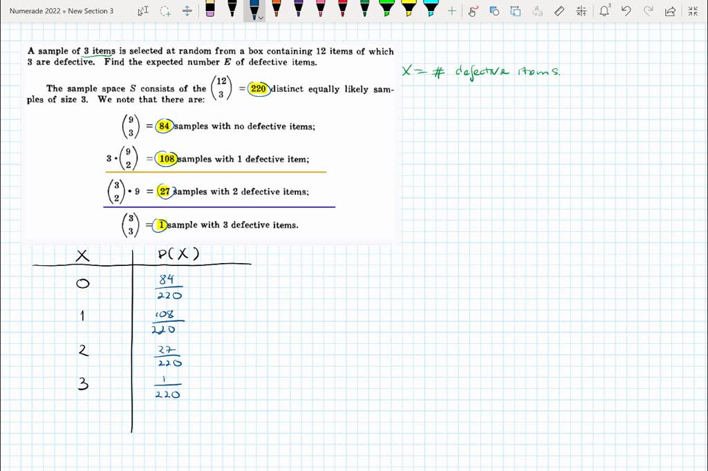 SOLVED sample of 3 items is selected at random from a box containing