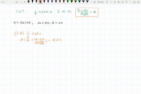a-sample-of-size-86-will-be-drawn-from-population-with-mean-90-and-standard-deviation-24-use-the-ti-84-calculator-part-1-of-2-find-the-probability-that-1-will-be-less-than-89-round-the-answe-54317