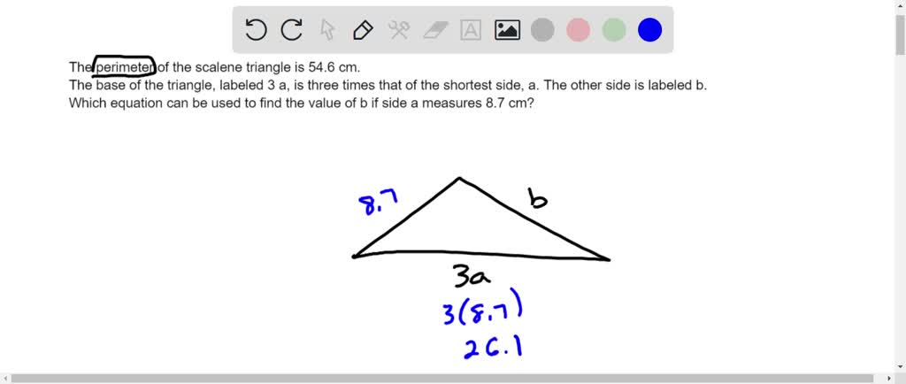 SOLVED: The perimeter of the scalene triangle is 54.6 cm. A scalene ...