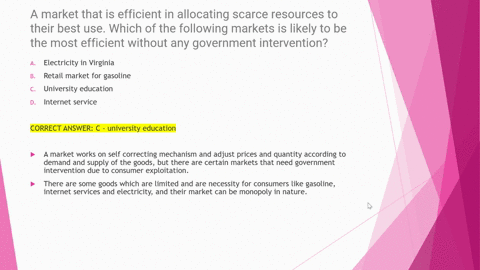 a-market-that-is-efficient-in-allocating-scarce-resources-to-their-best-use-which-of-the-following-markets-is-likely-to-be-the-most-efficient-without-any-government-intervention-a-electricit-96329