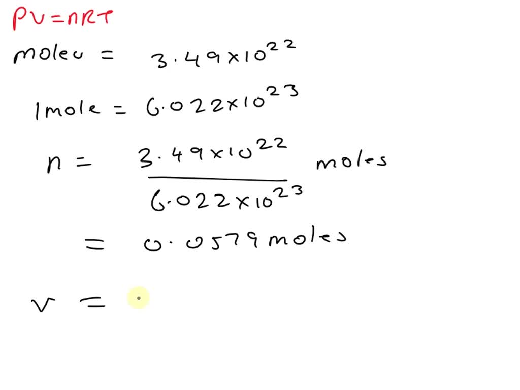 SOLVED: How many liters are there in 3.49 x 10^22 molecules of O2 at STP