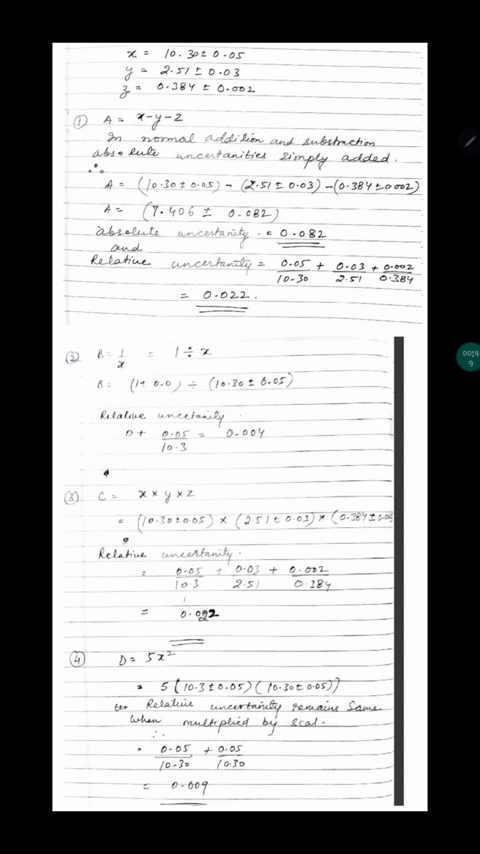 in-the-following-equations-x-y-and-are-measured-quantities-and-each-has-its-uncertainty-write-the-expressions-of-the-absolute-and-relative-uncertainty-for-aer-write-the-expressions-for-relat-34598