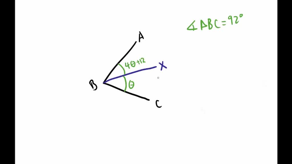 SOLVED: In angle ABC, ray BX is in the interior of the angle, measure ...