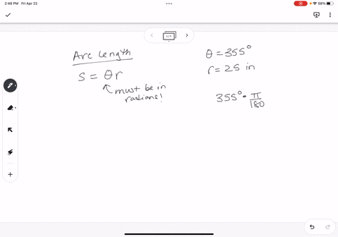 find-the-length-of-an-arc-that-subtends-a-central-angle-of-355-in-a-circle-of-radius-25-in-arc-length-in-87763