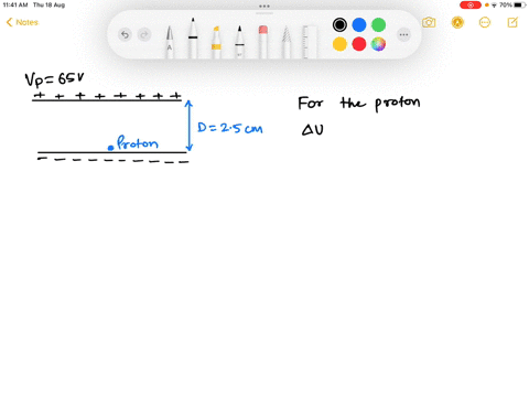 how-much-energy-would-it-take-to-move-proton-across-the-65-v-potential-difference-parallel-plates-shown-below-from-the-negative-to-the-positive-plate-65-v-d-25-cin-proton-50522