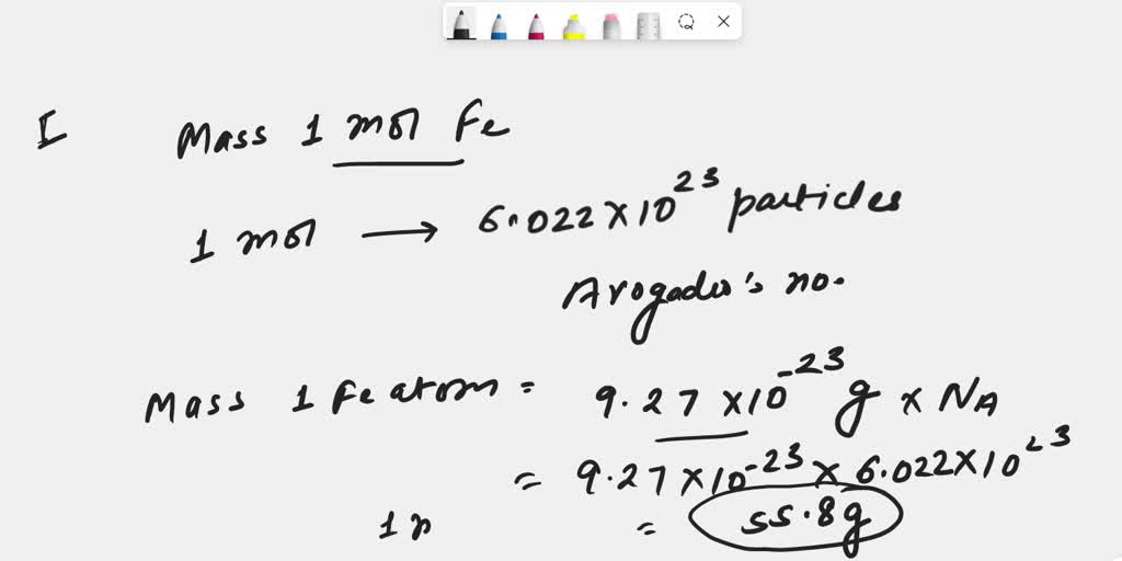 An iron atom has mass of 9.27 x 10 g and cooking pot has a mass of 0.