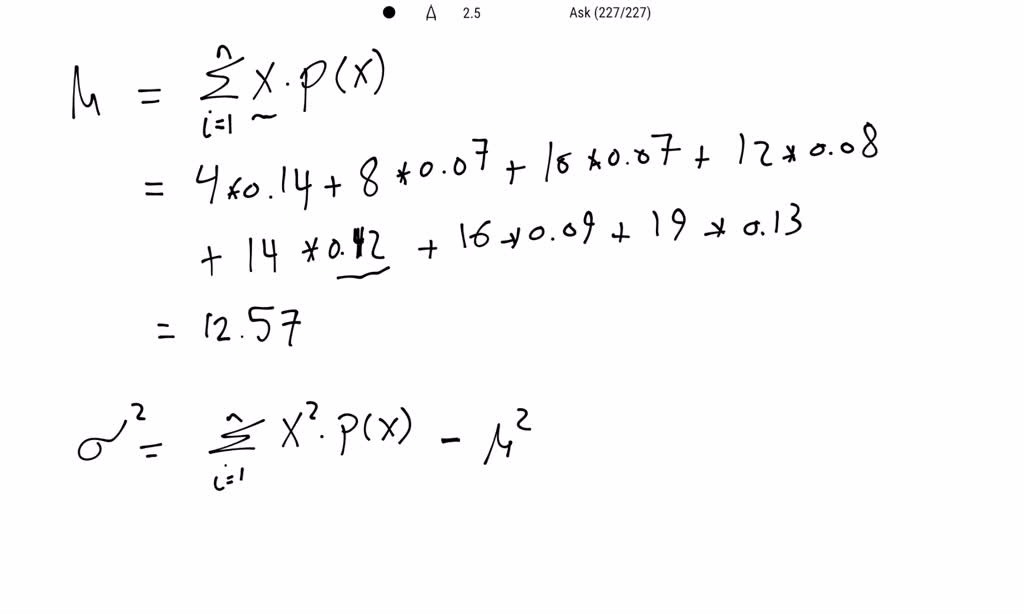 SOLVED Consider the discrete random variable X given in the table