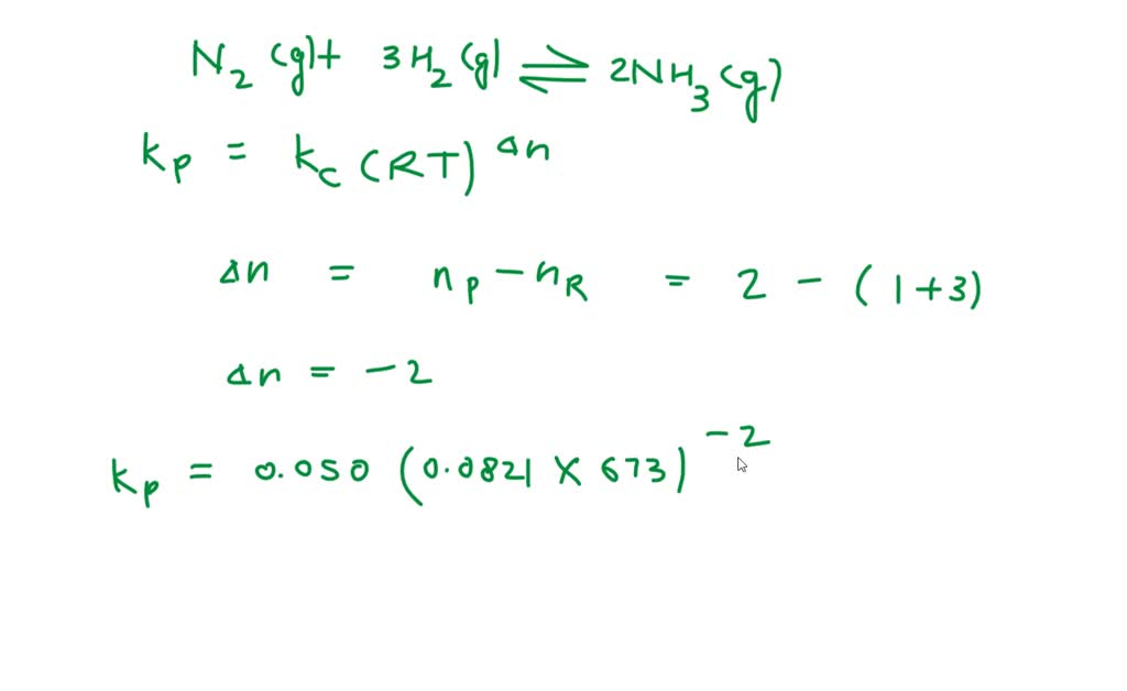 SOLVED Kp is related to Kc by the equation Kp = Kc (RT)^n. What is the