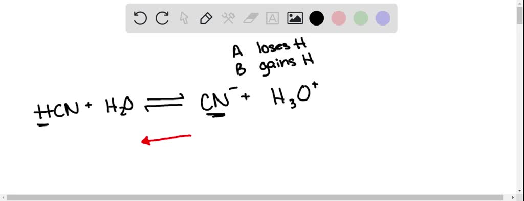 SOLVED: In the acid-base reaction given below, indicate the role of ...