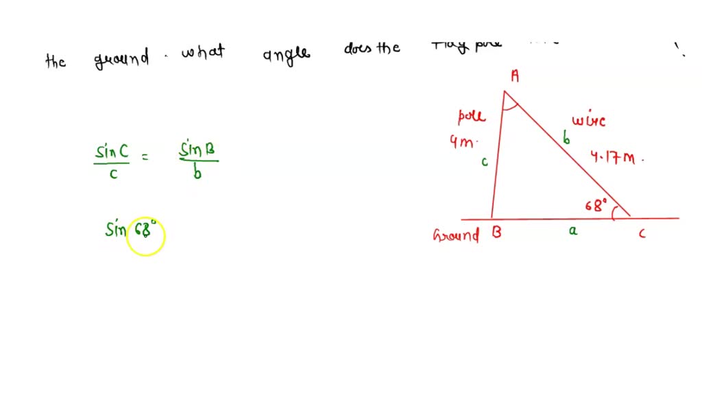 A 4m flagpole is not standing up straight. There is a wire attached to ...