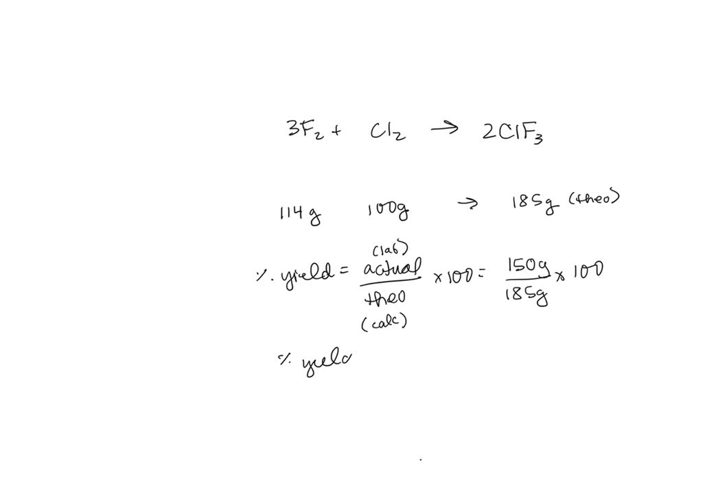 SOLVED Consider the reaction 3 F2 (g) + Cl2 (g) â†’ 2 CIF3 (g) When