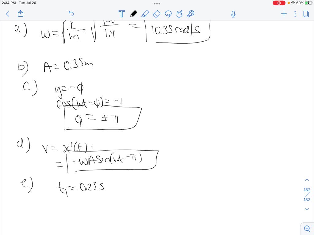 SOLVED: A 0.85 kg mass is attached to the end of a spring and set into ...