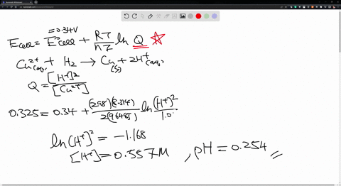 the-cell-potential-of-the-following-electrochemical-cell-depends-on-the-ph-of-the-solution-in-the-anode-half-cellptsh2g-1atmhaq-mcu2aq-10-mcuswhat-is-the-ph-of-the-solution-if-ecell-is-325-m-23405