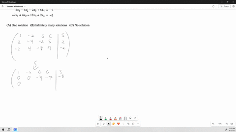 determine-whether-the-following-linear-system-has-one-solution-no-solutions-or-infinitely-many-solutions