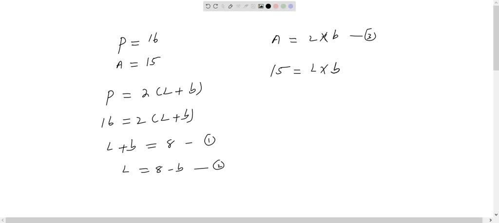 SOLVED: Geometry The perimeter of a rectangle is 16 inches and its area