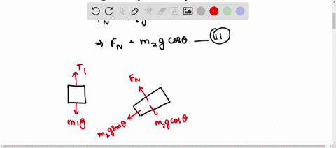 1-a-mass-m1-185-kg-is-connected-by-a-light-string-that-passes-over-a-pulley-of-mass-m-140-kg-to-a-mass-m2-750-kg-sliding-on-an-inclined-surface-that-makes-an-angle-of-35-with-the-horizontal-87232