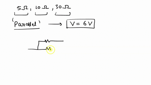 three-resistors-5-10-and-30-are-connected-in-parallel-with-the-battery-of-voltage-6v-calculate-the-value-of-potential-difference-across-each-resistor