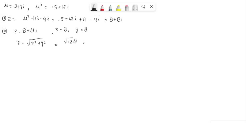 SOLVED: Question 7 (8 marks) a) Express the complex number z = (i)/(2-i ...