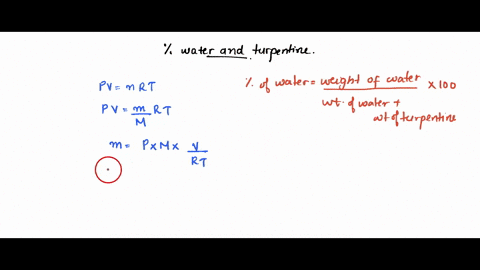 in-this-experiment-turpentine-was-steam-distilled-turpentine-13624-gmol-the-first-distillate-drops-occurred-at-110c-at-this-temperature-the-pressure-of-water-is-760mmhg-and-the-pressure-of-t-72756