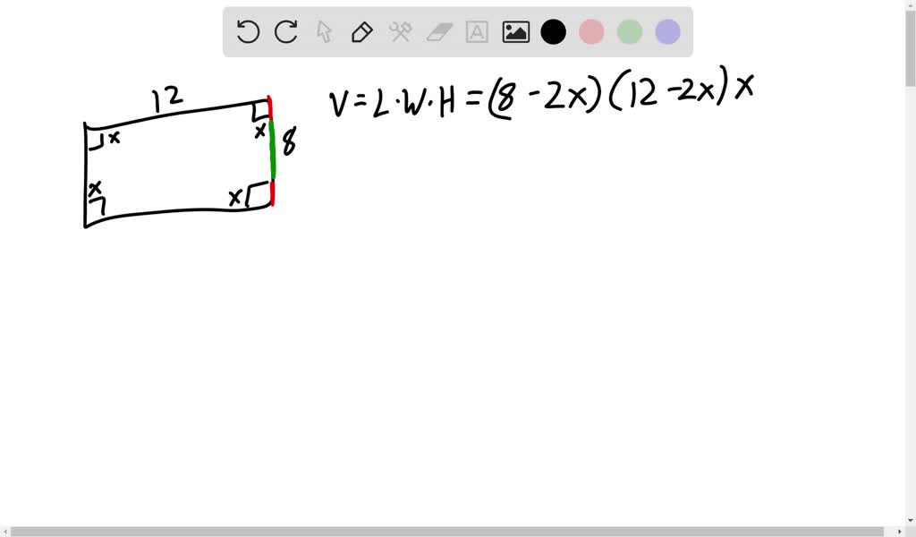 SOLVED Apiece of cardboard measuring 12 inches by 8 inches is formed into an opentop box by