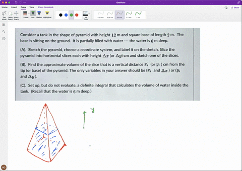 consider-a-tank-in-the-shape-of-pyramid-with-height-12-m-and-square-base-of-length-2-m-the-base-is-sitting-on-the-ground-it-is-partially-filled-with-water-the-water-is-6-m-deep-a-sketch-the-32145
