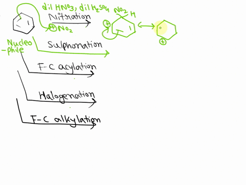 discuss-on-electrophilic-aromatic-substitution-reactions-of-benzene-with-its-mechanism-or-elaborate-on-halogenations-nitration-sulphonation-friedal-craft-alkylation-acylation-reaction-with-m-75245