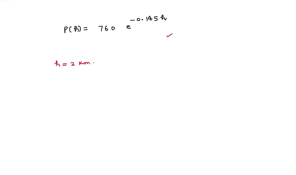 SOLVED The atmospheric pressure p on a balloon or plane decreases with