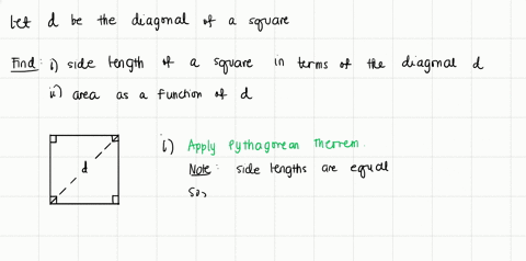 express-the-side-length-of-a-square-as-a-function-of-the-length-d-of-the-squares-diagonal-then-express-the-area-as-a-function-of-the-diagonal-length-2