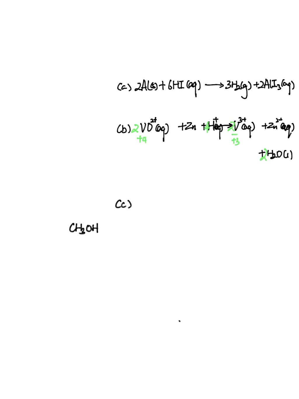 SOLVED Write a balanced equation for the redox reactions. (a) The