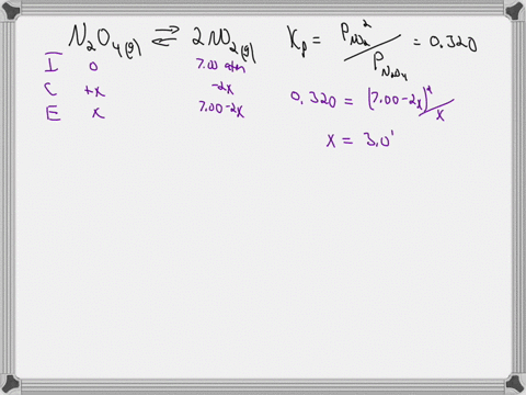 at-a-particular-temperature-kp-0320-for-the-reaction-nzo4g-2nozg-a-flask-containing-only-no2g-at-an-initial-pressure-of-700-atm-is-allowed-to-reach-equilibrium_-calculate-the-total-pressure-97553
