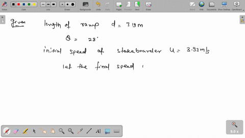 a-student-is-skateboarding-down-a-ramp-that-is-719-m-long-and-inclined-at-280-with-respect-to-the-horizontal-the-initial-speed-of-the-skateboarder-at-the-top-of-the-ramp-is-393-ms-neglect-fr-98879