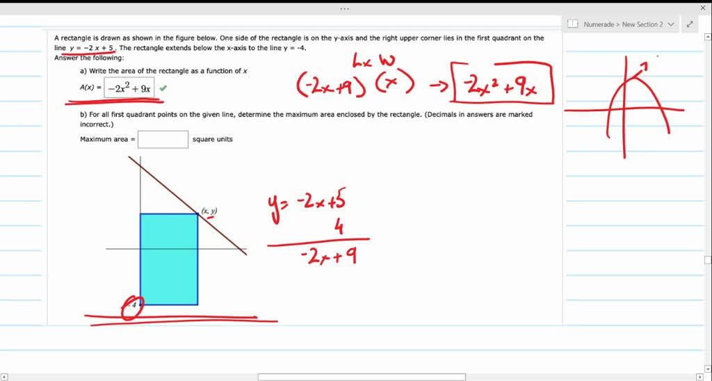 SOLVED: rectangle is drawn as shown in the figure below One side of the ...