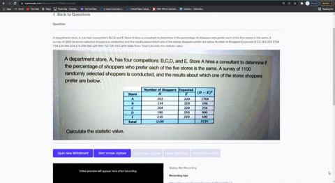 a-department-store-a-has-four-competitors-bcd-and-e-store-a-hires-a-consultant-to-determine-the-percentage-of-shoppers-who-prefer-each-of-the-five-stores-is-the-same-a-survey-of-1100-randoml-62047