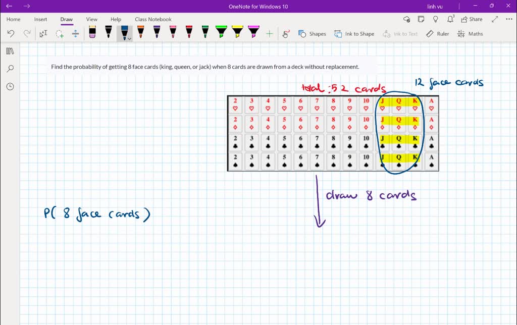 Find the probability of getting 8 face cards (king, queen, or jack
